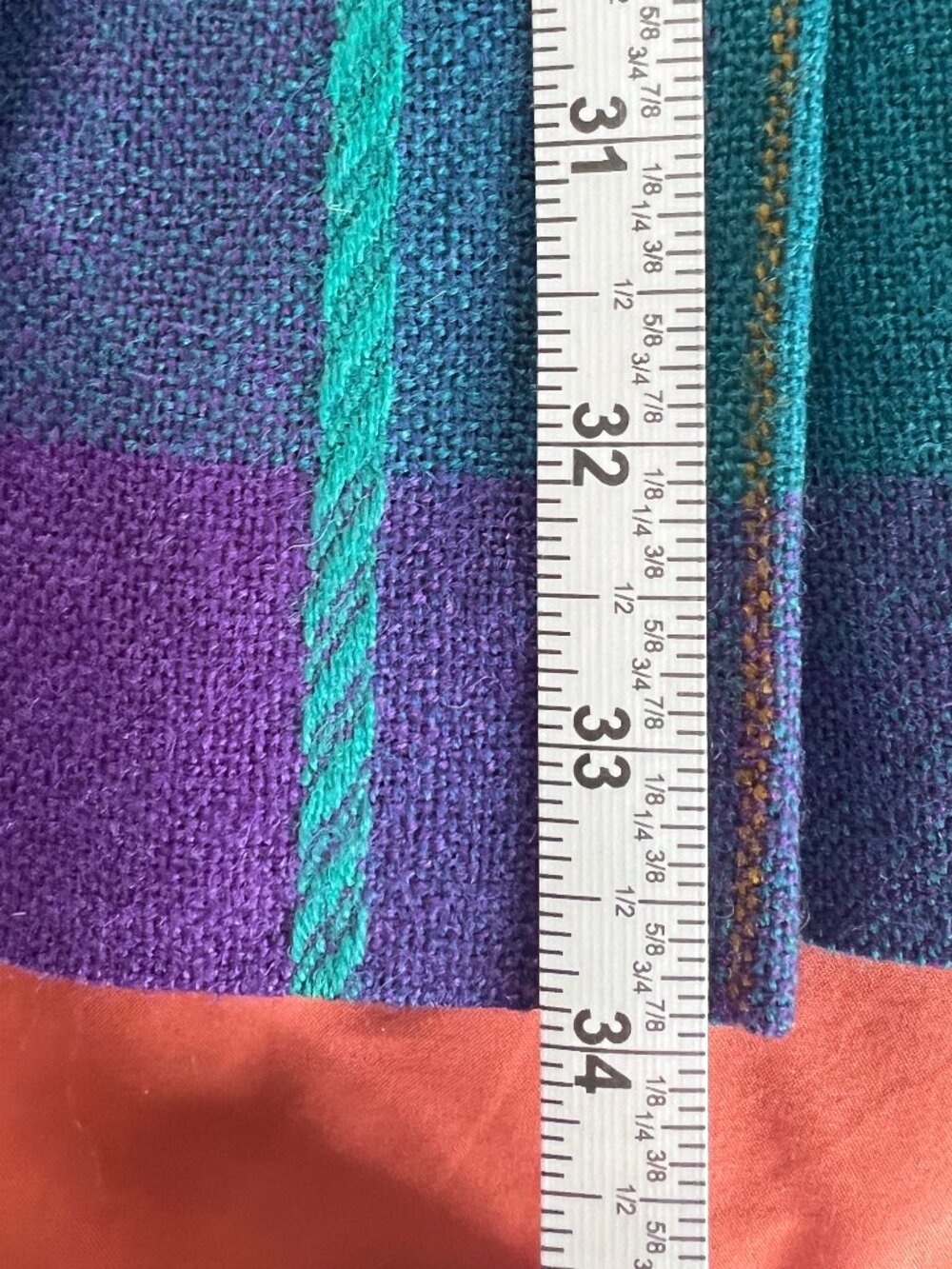 VTG 1987 TJ Thermo Jac Pure Wool Pleated Midi Skirt Teal/Purple Plaid Waist 30" - Picture 4 of 10